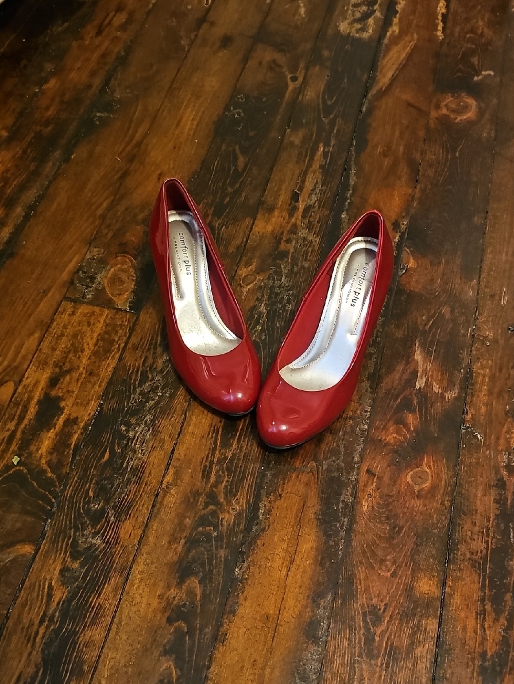 comfort plus by Predictions Red Patent Round-Toe Pumps